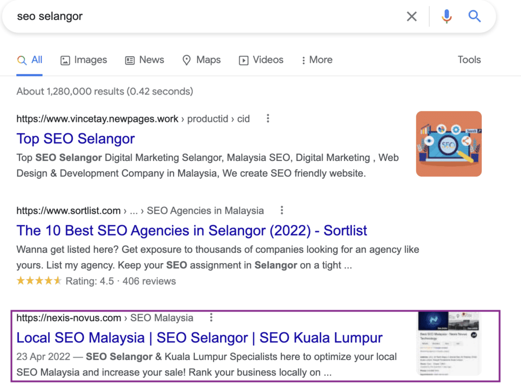 seo selangor ranking on google by nexis novus technology